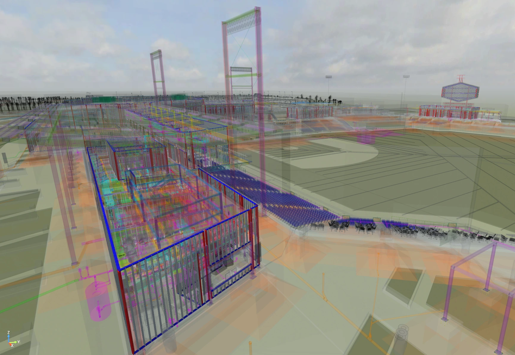 Ontario Ballpark, 3D coordination model along the seating bowl
